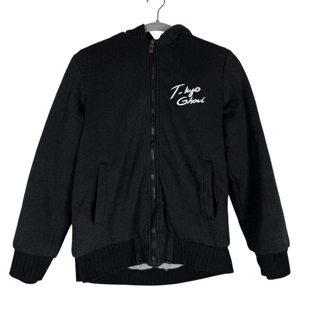 Tokyo Ghoul Hoodie Mens Medium‎ Black Full Zip Sherpa Lined Fleece Graphic Anime